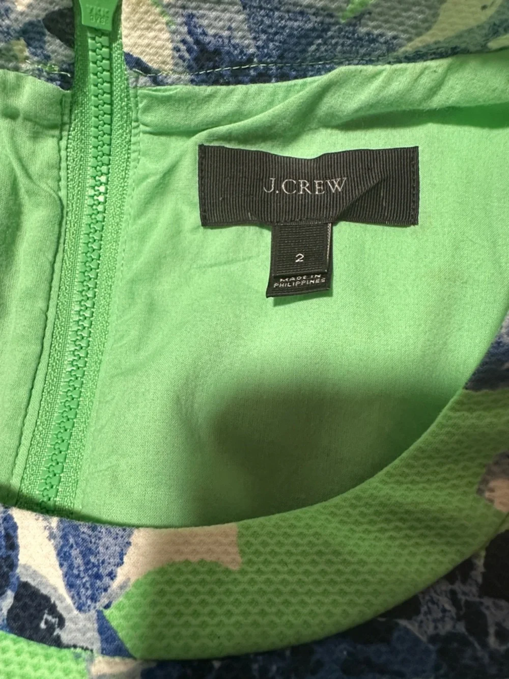 J.Crew Photo Floral Dress Green Blue Sleeveless Fit & Flare A-Line - Picture 3 of 10